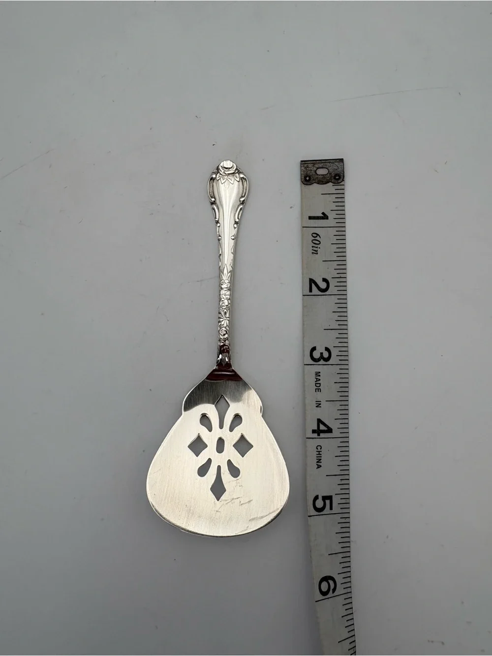 Vintage Masterpiece Silver-Plated Ornate Handled Pierced Serving Spoon